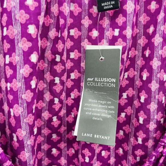 Lane Bryant Womens Size 18/20 Illusion Collection Swiss Dot Faux Wrap Top 708 - Picture 8 of 11